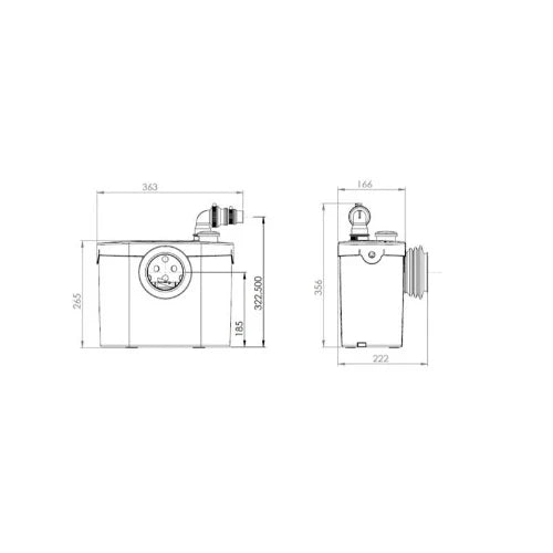 SFA Sanibroyeur Sanitop pour wc - hauteur d'évacuation 4m avec 1 raccordement extra
