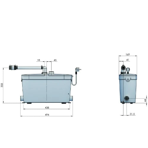 SFA Sanibroyeur Saniaccess PUMP pompe pour eaux usées 3,2 5 m vertical/50 m horizontal/max.temp. 75°C