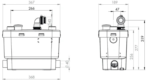 SFA Sanibroyeur Sanivite 4 pompe eaux usées -raccordements pour lave-vaisselle et machine à laver