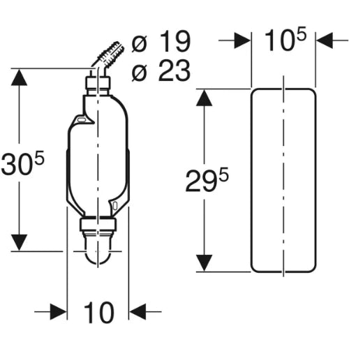 Geberit PP siphon apparent pour toestellen WMA x 40 mm - blanc - montage apparent avec plaque