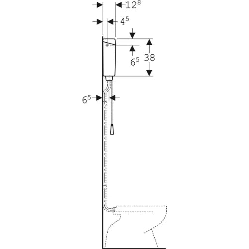 Geberit AP123 réservoir de chasse haute suspension - blanc - raccordement latéral - avec rinçage à 1 volume - avec chaînette