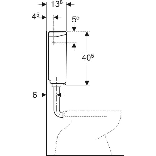 Geberit AP140 réservoir de chasse basse suspension - blanc - raccordement latéral - avec rinçage à 2 volumes - avec coude de rinçage