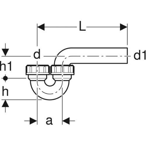 Geberit PE siphon 40 x 40 mm - entrée verticale/sortie horizontale