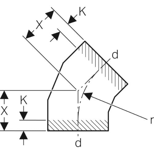 Geberit PE coude 45° 250 x 250 mm (segmenté)