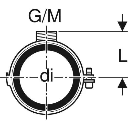 Geberit PE Silent-DB20 galva collier avec caoutchouc M10-1/2 x 90 mm