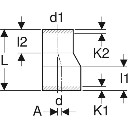 Geberit PE réduction excentrique 250 x 200 mm (modèle long)