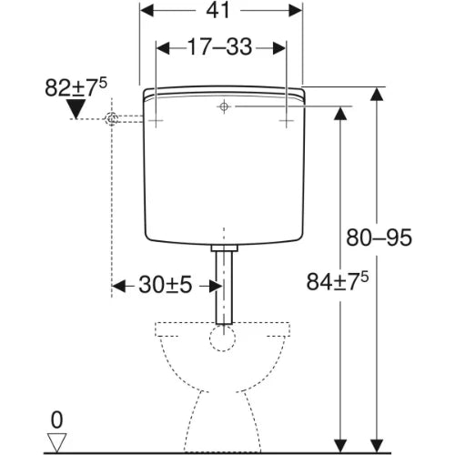 Geberit AP140 réservoir de chasse basse suspension - blanc - raccordement latéral - avec rinçage à 1 volume - avec coude de rinçage