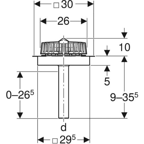 Geberit Pluvia entonnoir avec bride de serrage pour étanchéité synthétique pour toiture 56 mm (débit d'évacuation maximal 12l/s)
