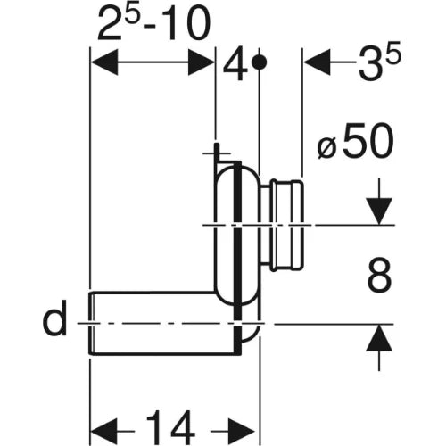 Geberit PP siphon urinoir- horizontal - 50 mm - blanc