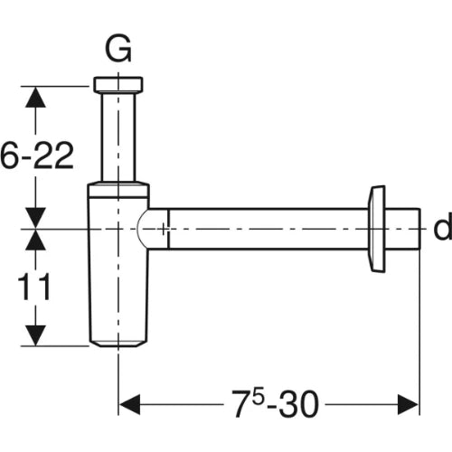 Geberit PP siphon bouteille 5/4 x 32 mm - chromé - ABS