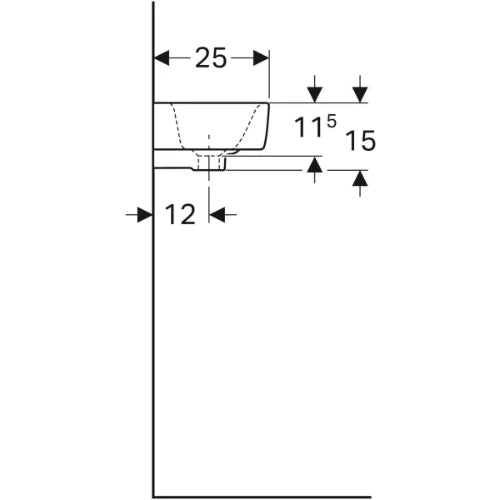 Geberit Renova Compact lave-mains 500 x 250 mm - blanc - avec trou de robinet droite - avec trop-plein