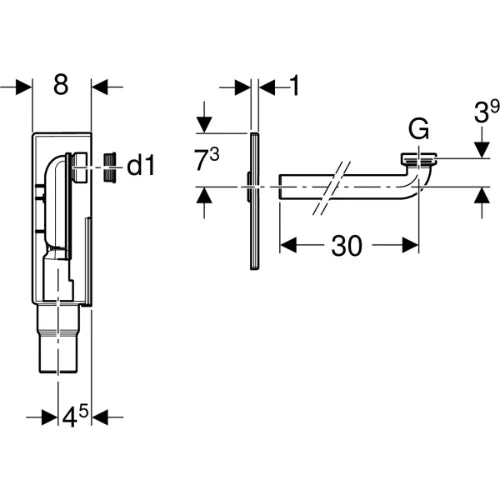 Geberit PP siphon encastré pour lavabo - 5/4 x 32 mm - chromé - convient pour lavabo PMR