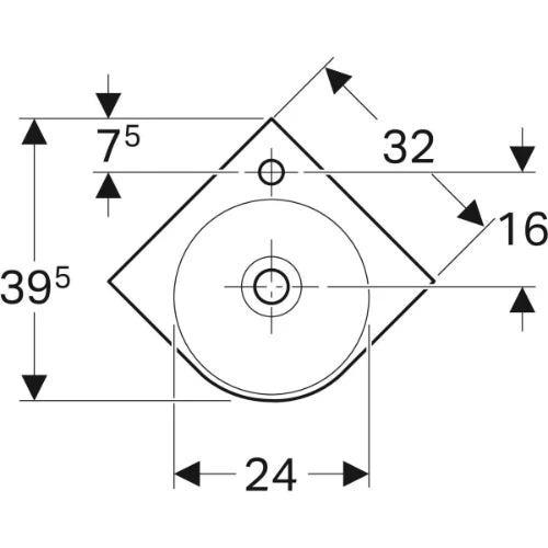 Geberit Renova Nr1 Comprimo lave-mains d'angle 320 x 320 mm - blanc - avec trou de robinet - avec trop-plein