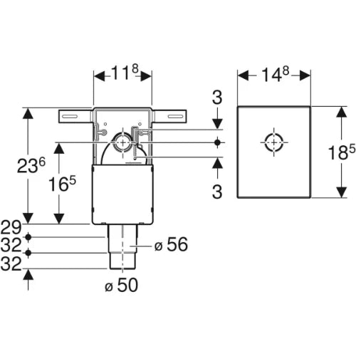 Geberit PP siphon encastré pour lavabo - 5/4 x 32 mm - chromé - convient pour lavabo PMR