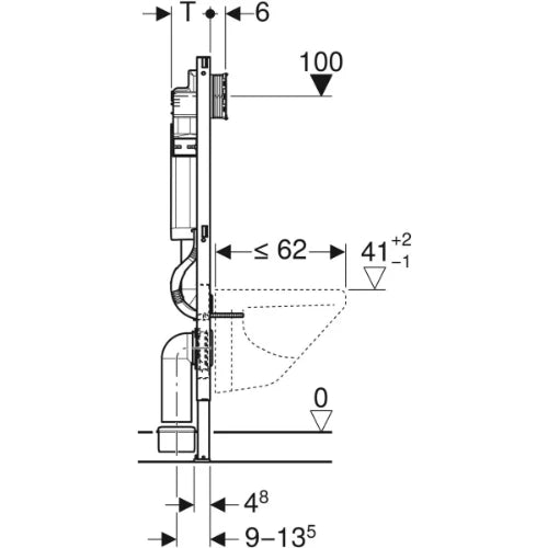 Geberit Duofix UP320 bâti-support pour wc suspendu 112 CM ! sans plaque de commande,avec rinçage 3/4l of 6/7,5l
