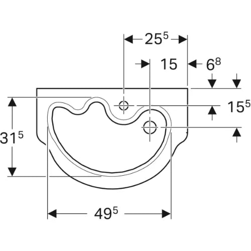 Geberit Bambini lavabo pour enfants 600 x 400 mm - blanc - avec trou de robinet - sans trop-plein