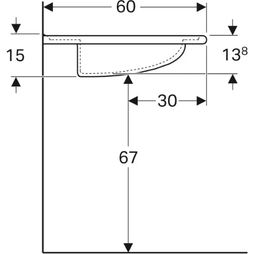 Geberit Vitalis lavabo pour les personnes handicapées 650 x 600 mm - blanc - avec trou de robinet - avec trop-plein