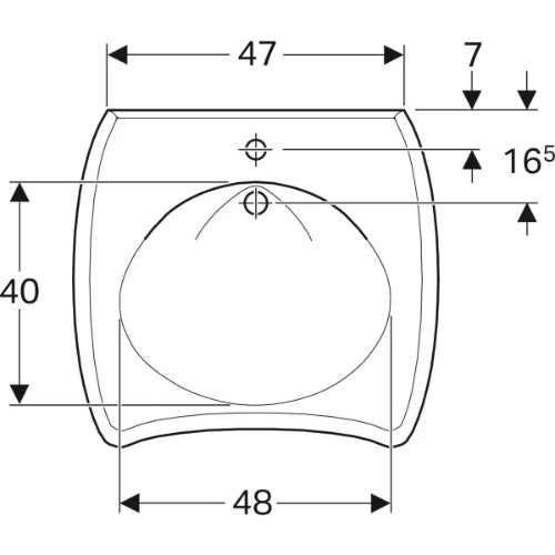 Geberit Vitalis lavabo pour les personnes handicapées 650 x 600 mm - blanc - avec trou de robinet - avec trop-plein