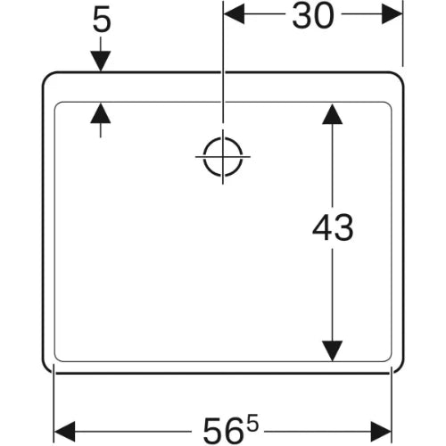 bac multi-usages geberit publica avec trou de trop-plein: b=60cm, h=20cm, t=50cm