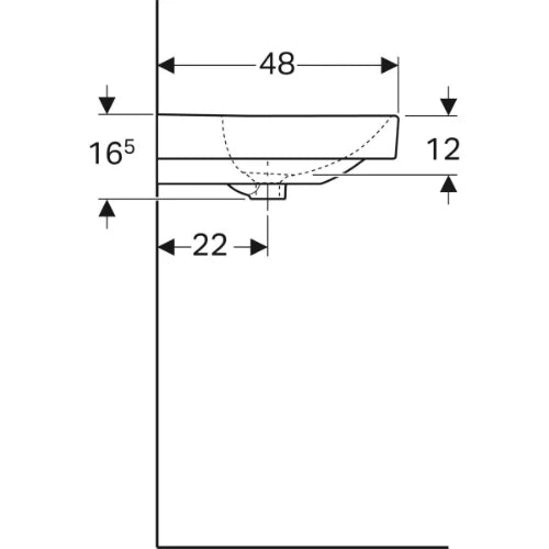 Geberit Smyle lavabo 1200 x 480 mm - blanc - 2 trous de robinet - avec trop-plein