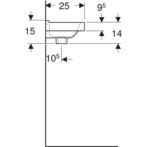 Geberit 300 Basic lave-mains 360 x 250 x 150 mm - blanc - avec trou de robinet droite - avec trop-plein