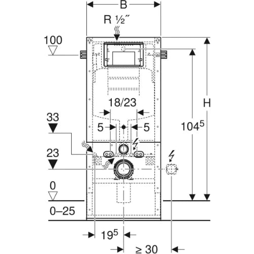 Geberit Duofix bâti-support pour wc suspendu pour maçonnerie 3/4of6/7,5l sans plaque de commande+réservoir encastré Sigma