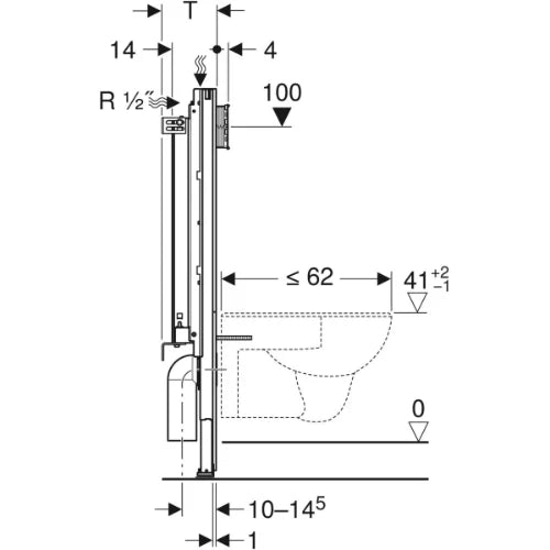 Geberit Duofix bâti-support pour wc suspendu pour maçonnerie 3/4of6/7,5l sans plaque de commande+réservoir encastré Sigma