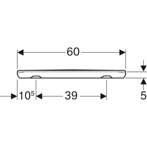 tablette murale geberit renova: b=60cm, h=4.5cm, t=14cm, blanc