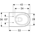 Geberit Renova Nr1 cuvette suspendue Rimfree sans bride - blanc KeraTect - L360xP530 mm