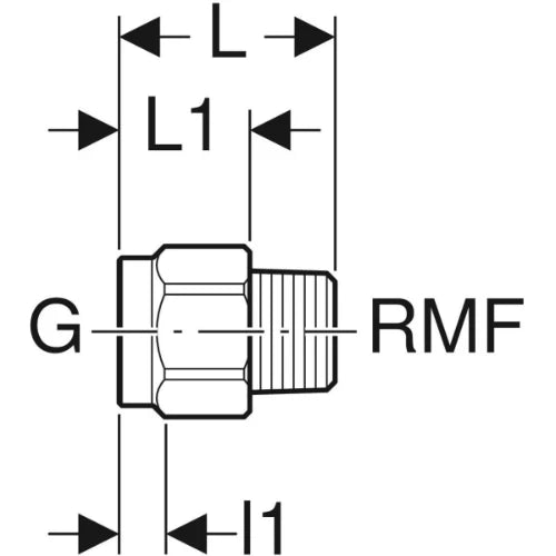 Geberit Mepla overgangskoppeling MeplaFix RMF 1/2" G1/2"