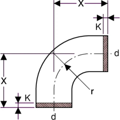Geberit PE coude 90° 200 x 200 (segmenté)