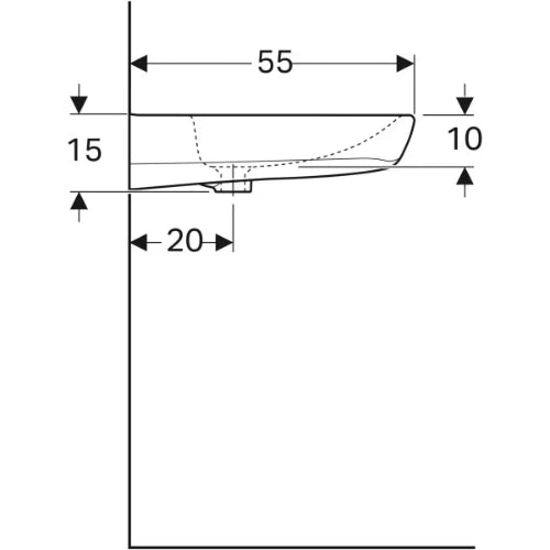 Geberit Renova Comfort lavabo 650 x 550 mm - blanc KeraTect - avec trou de robinet - avec trop-plein