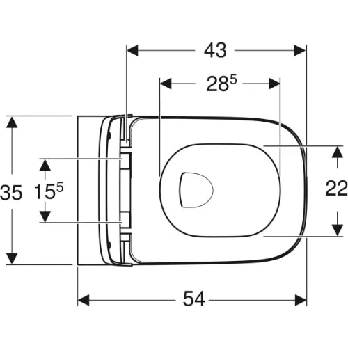 Geberit Smyle Square hangtoilet PACK Rimfree (Hangtoilet + zitting met softclose) - Wit - B350xD540 mm
