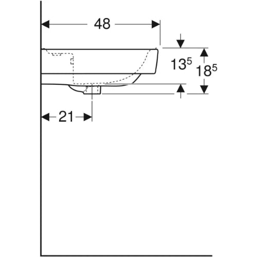 Geberit Renova Plan lavabo 600 x 480 mm - blanc KeraTect - avec trou de robinet - avec trop-plein