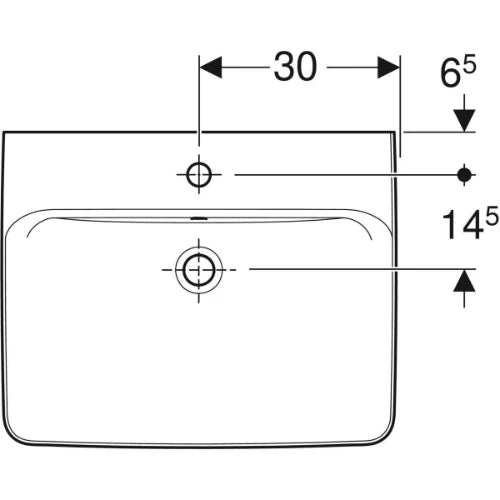 Geberit Renova Plan lavabo 600 x 480 mm - blanc KeraTect - avec trou de robinet - avec trop-plein
