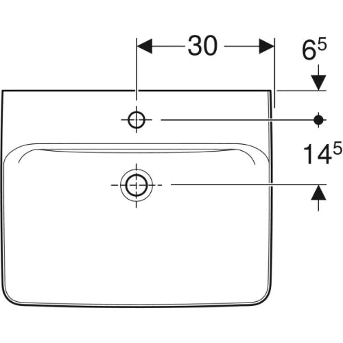 Geberit Renova Plan lavabo 600 x 480 mm - blanc - avec trou de robinet - sans trop-plein