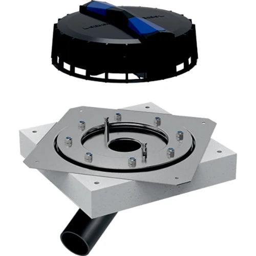 Geberit Pluvia entonnoir avec bride de serrage pour étanchéité synthétique pour toiture 56 mm (débit d'évacuation maximal 9l/s)