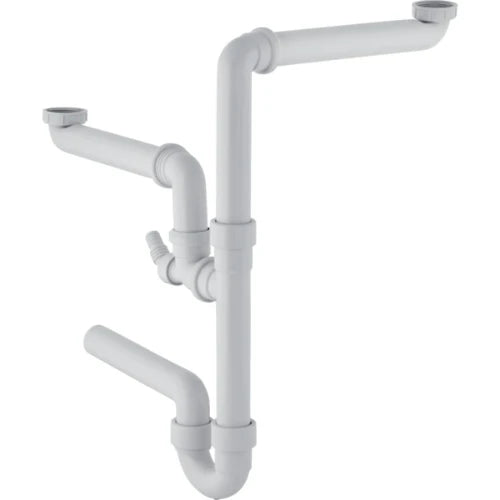 Geberit PP siphon tubulaire double gain de place 6/4 x 40 mm - blanc - avec raccordement machine à laver