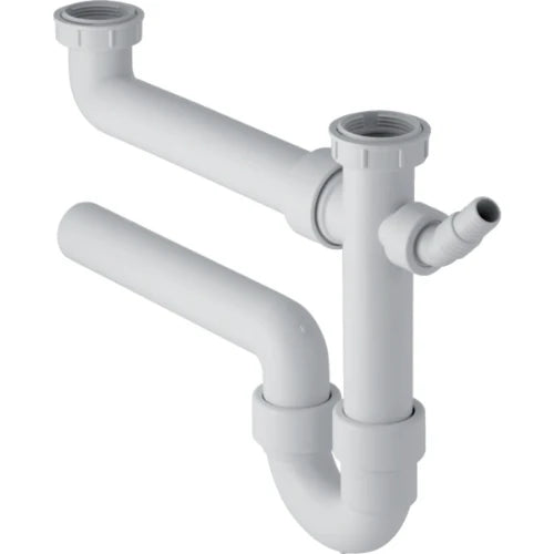 Geberit PP siphon tubulaire double6/4 x 40 mm - blanc - avec raccordement machine à laver - anneau réducteur 6/4 x 5/4