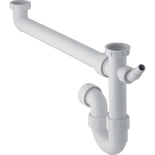 Geberit PP siphon tubulaire double6/4 x 40 mm - blanc - avec raccordement machine à laver - avec raccord à compression