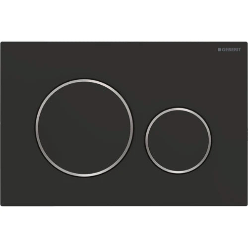 Geberit Sigma 20 plaque de commande - noir mat - avec 2 touches - synthétique anneaux design chromé brillant