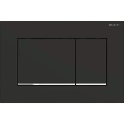 Geberit Sigma 20 (ex Sigma 30) plaque de commande - noir mat - avec 2 touches - synthétique design chromé brillant