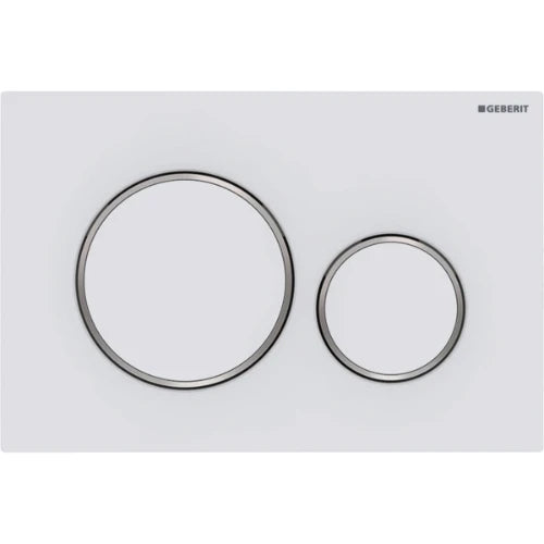 Geberit Sigma 20 plaque de commande - blanc mat - avec 2 touches - synthétique anneaux design chromé brillant