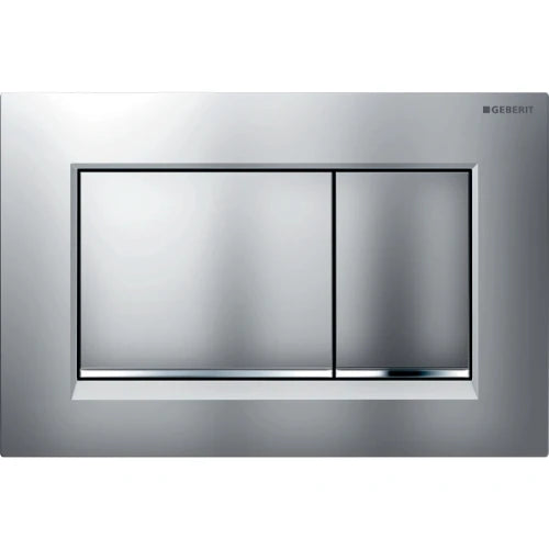 Geberit Sigma 20 (ex Sigma 30) plaque de commande - chromé mat - avec 2 touches- synthétique Easy-to-Clean bande design chromé brillant