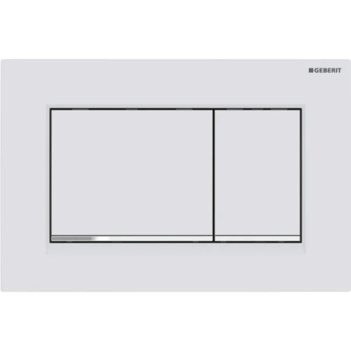Geberit Sigma 20 (ex Sigma 30) plaque de commande - blanc mat - avec 2 touches - bande design synthétique chromé brillant