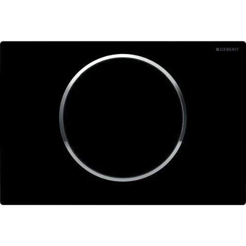 Geberit Sigma 10 plaque de commande noir anneau chromé plastique avec 1 bouton poussoir noir