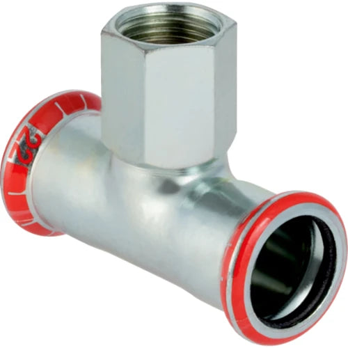Geberit Mapress C-acier zingué té réduit avec filetage femelle FFF 42 x 1/2 F x 42 mm
