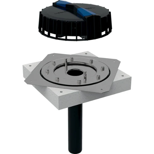 Geberit Pluvia entonnoir avec bride de serrage pour étanchéité synthétique pour toiture 56 mm (débit d'évacuation maximal 12l/s)
