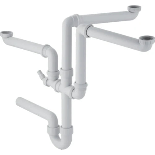 SIPHON GEBERIT 6/4 X 40 MM blanc polypropylene pour évier à 2 cuves et 1 déversoir