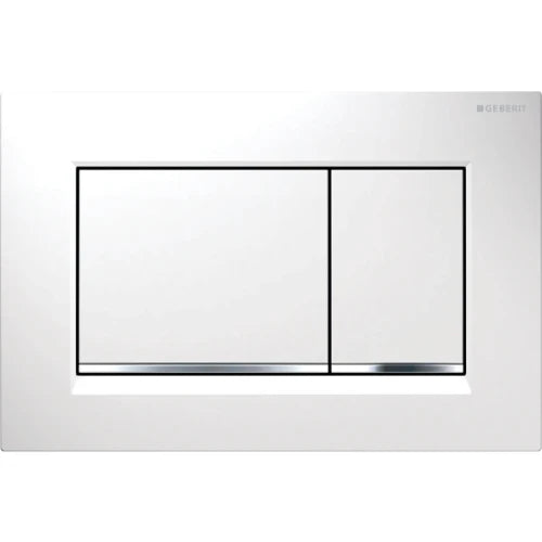 Geberit Sigma 20 (ex Sigma 30) plaque de commande - blanc - avec 2 touches - chromé touches en bas